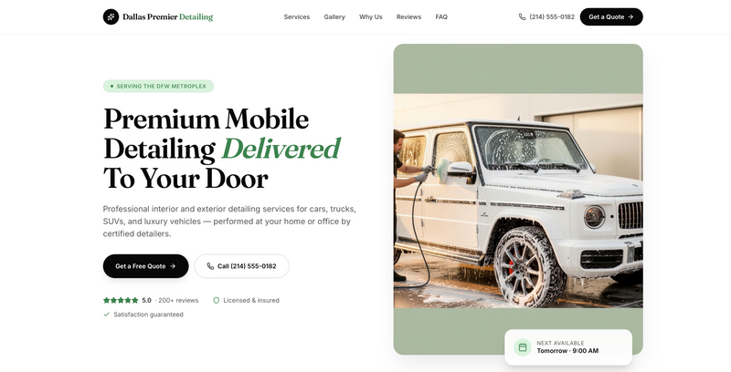 Luxury Car Detailing Website